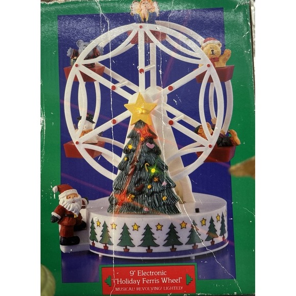 Vtg Christmas 9" Electronic Ferris Wheel Musical Revolving Lighted‎ Original Box - Picture 1 of 5
